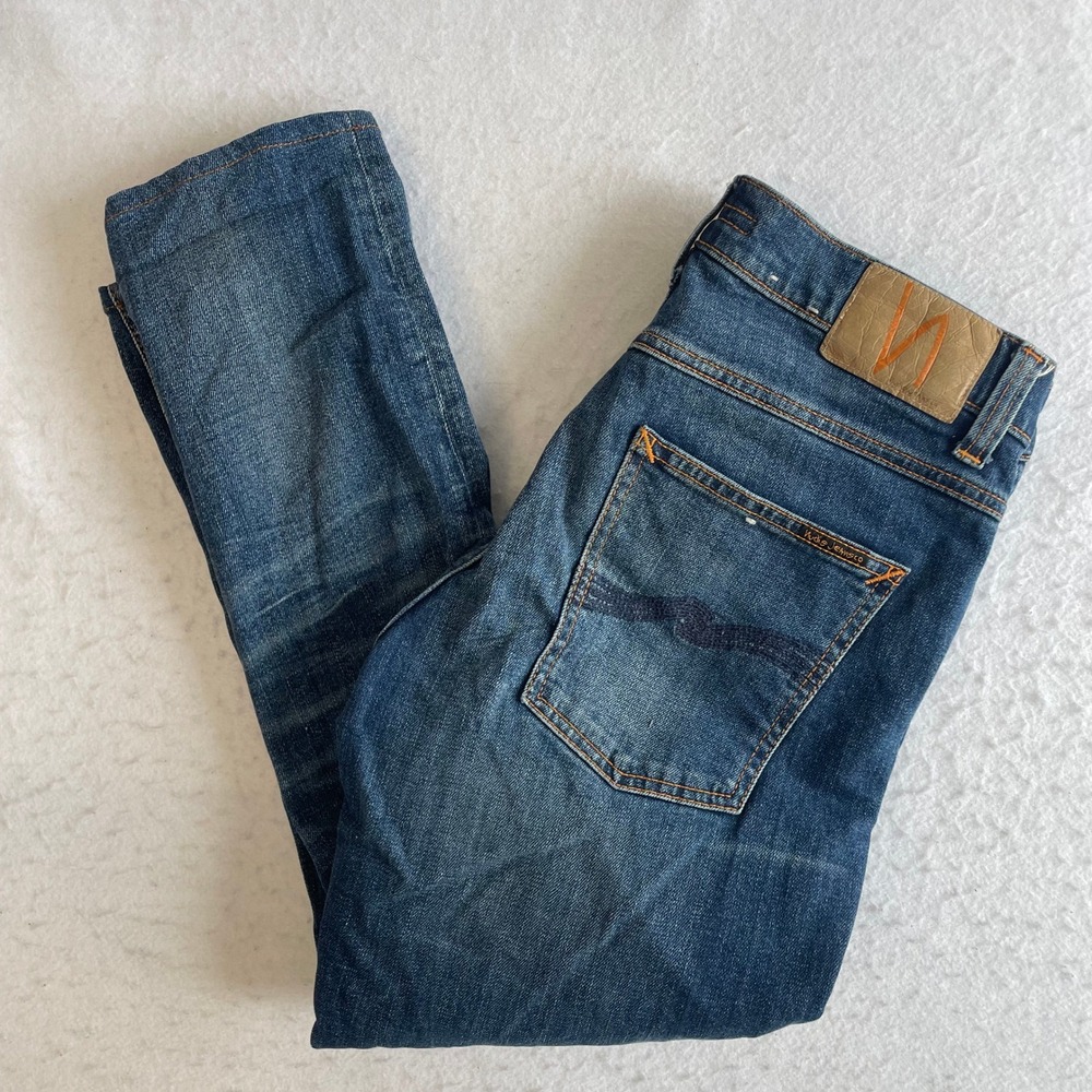 Nudie Jeans Lean Dean Mens W30 L32 Blue Indigo Shades Organic Stretch Denim Slim